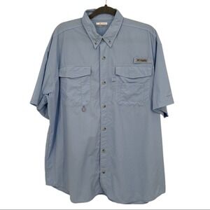 Columbia PFG Performance Fishing Gear Button Front Shirt Blue Men's Size Large
